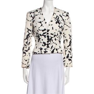 Christian Dior Vintage 1980’s Black & White Floral Print Blazer Jacket
